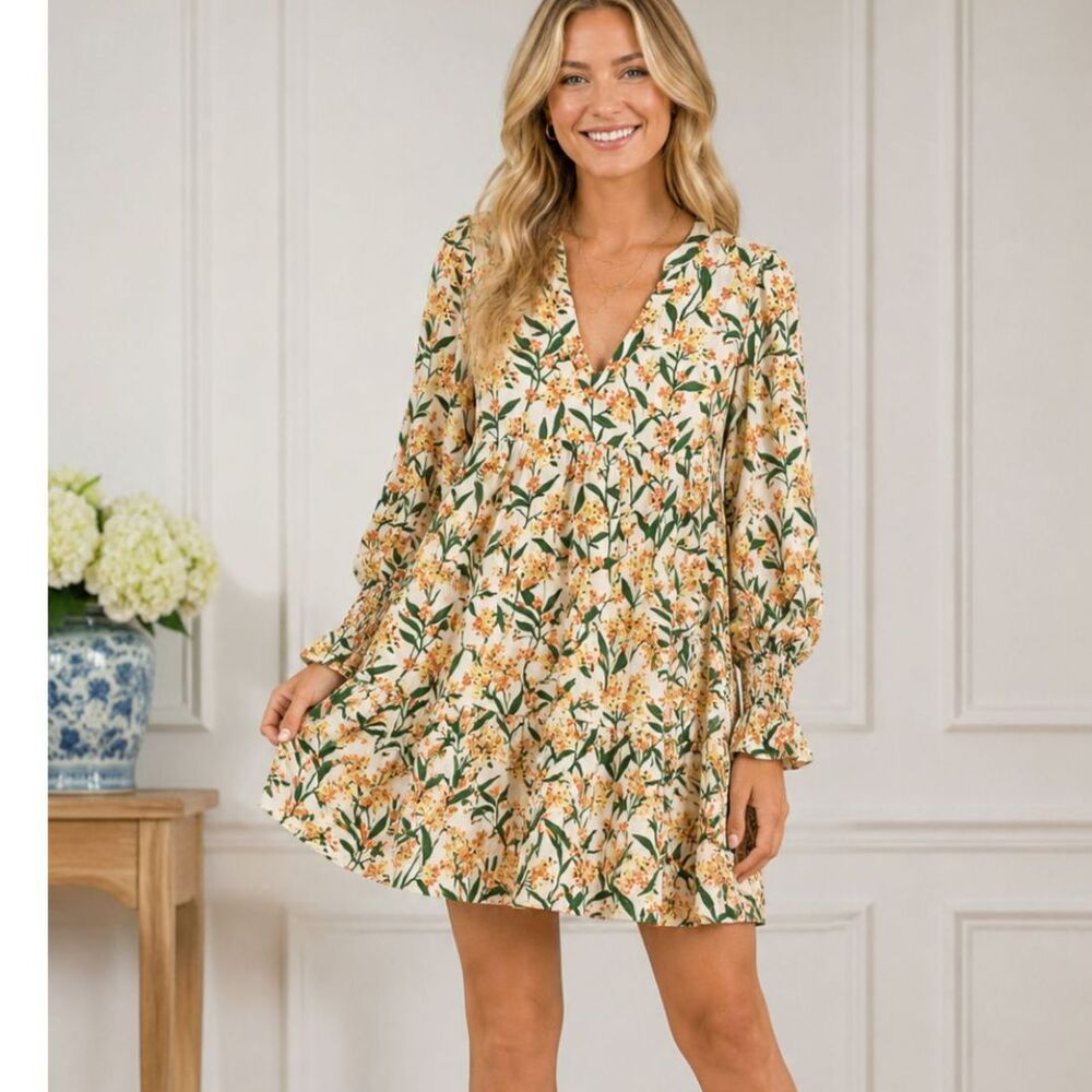 Tuckernuck Pomander Place Kenzo Dress Bermuda Blossom Tiered Smocked Cuffs